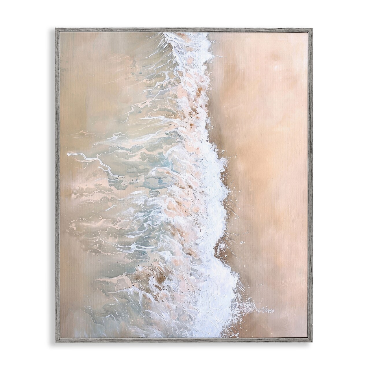 Stupell Industries Neutral Coast Wave Crash Framed Giclee Wall Art Design by Petal Prints Design
